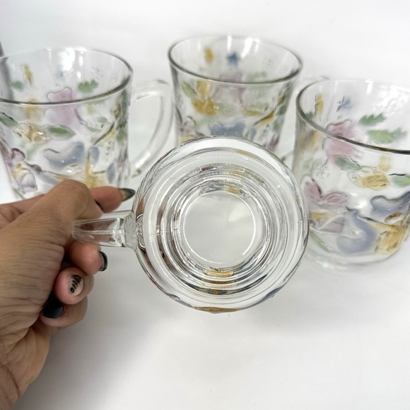 VTG Share the Joy Glass Mugs Christmas Bears Stars Ornaments Set of 4 NIB - Picture 3 of 11